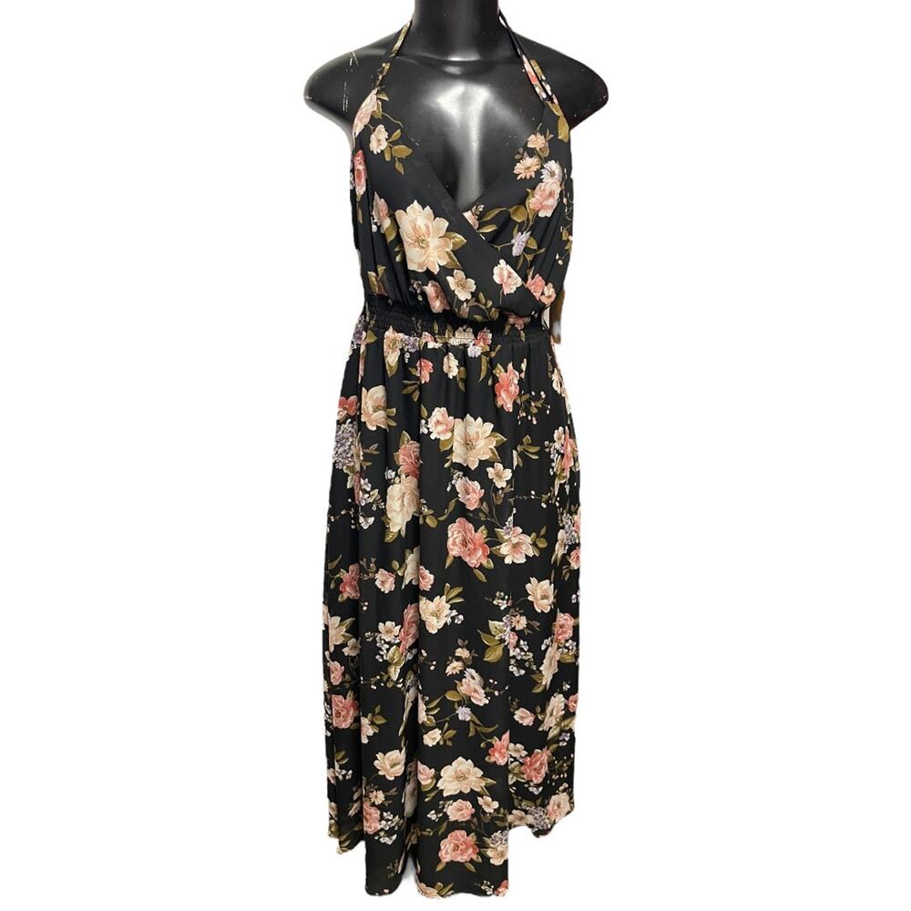 1X Just Found Floral Spaghetti Strap Lined Maxi Dress New